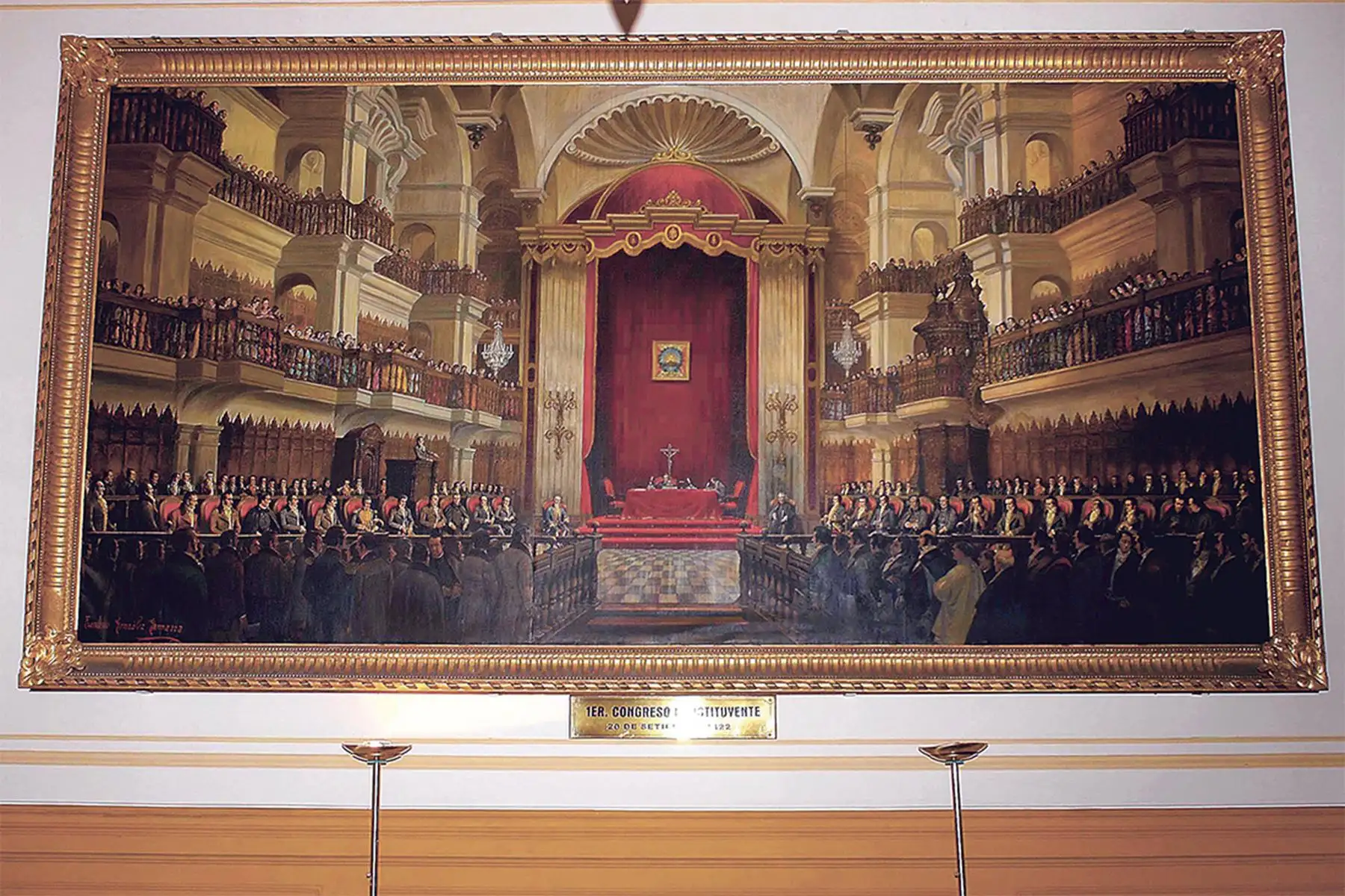 El primer Congreso Constituyente que se instaló el 20 de setiembre de 1822 en la capilla de la Universidad Nacional Mayor de San Marcos. Pintura: “Primer Congreso Constituyente del Perú” por Francisco Gonzáles Gamarra (1953).
Foto: Andina/ Archivo