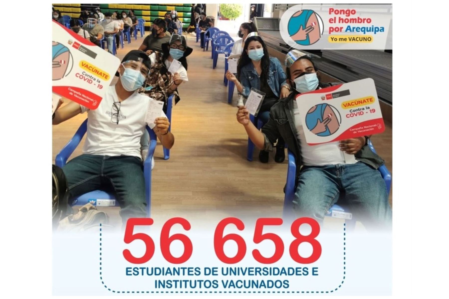 Más de 56,000 estudiantes del nivel superior de Arequipa ya recibieron la primera dosis de la vacuna contra el covid-19.Foto:  ANDINA/Difusión.