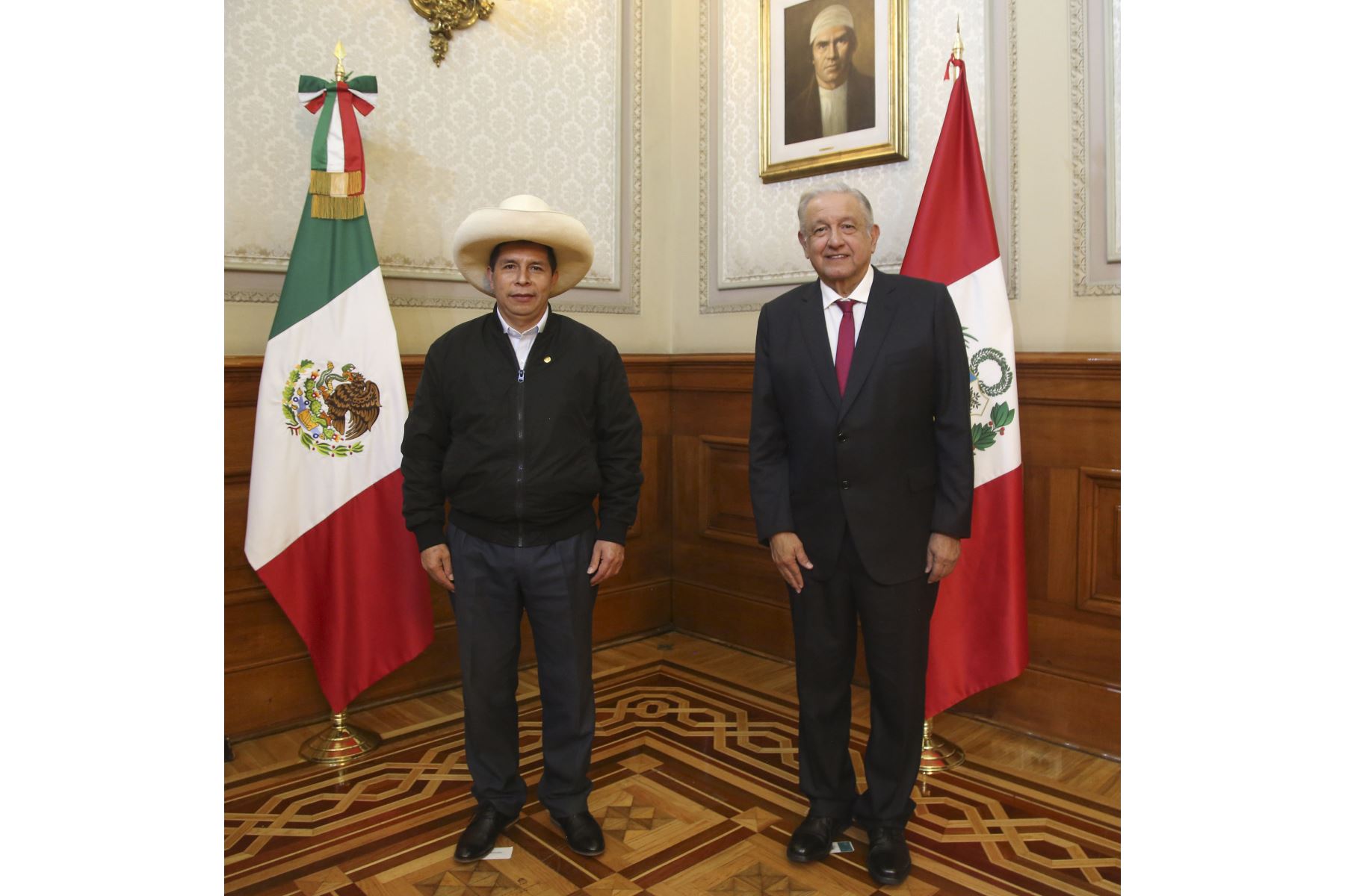 El presidente de la República, Pedro Castillo, sostuvo una reunión con su homólogo mexicano Manuel López Obrador. Foto: Presidencia