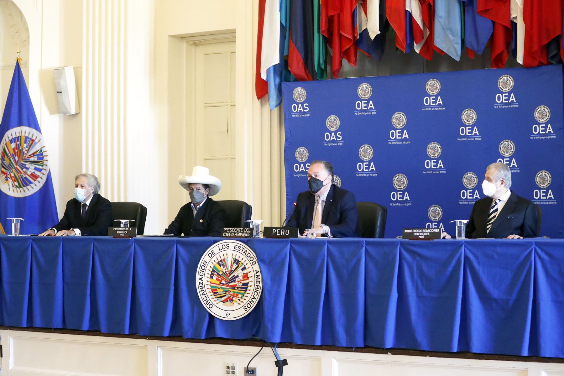 Jefe de Estado, Pedro Castillo, participó de la Sesión del Consejo Permanente de la Organización de Estados Americanos (OEA), en Washigton D.C. Foto: ANDINA/Prensa Presidencia