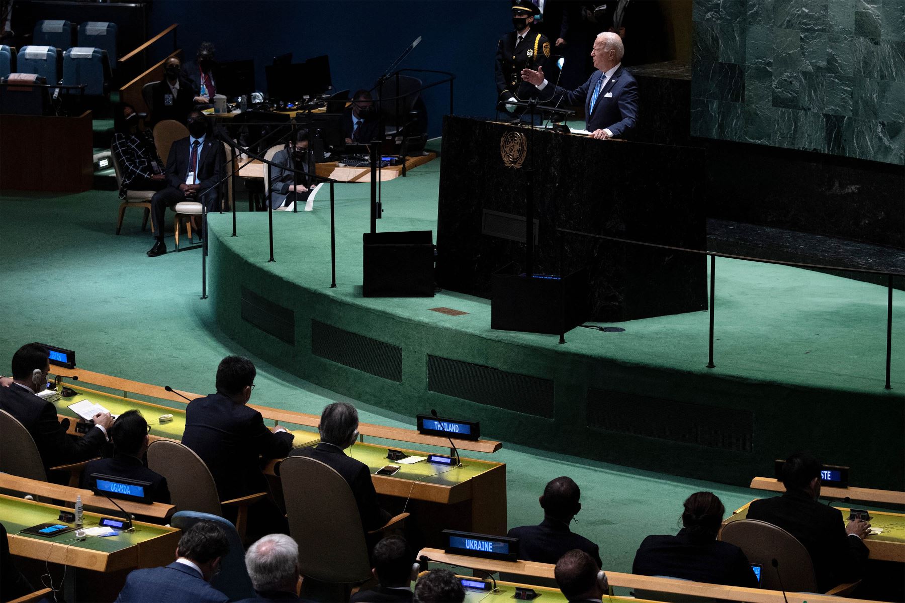 El presidente de los Estados Unidos, Joe Biden, se dirige al 76 ° período de sesiones de la Asamblea General de la ONU  en Nueva York. 
Foto: AFP