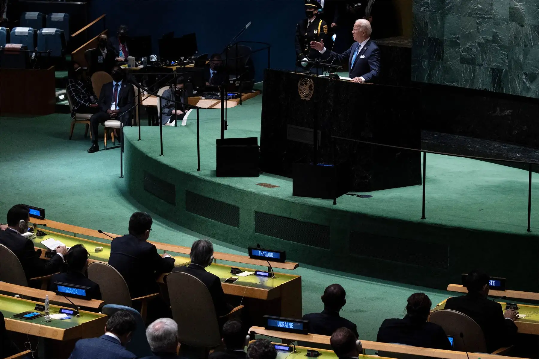 El presidente de los Estados Unidos, Joe Biden, se dirige al 76 ° período de sesiones de la Asamblea General de la ONU  en Nueva York. 
Foto: AFP
