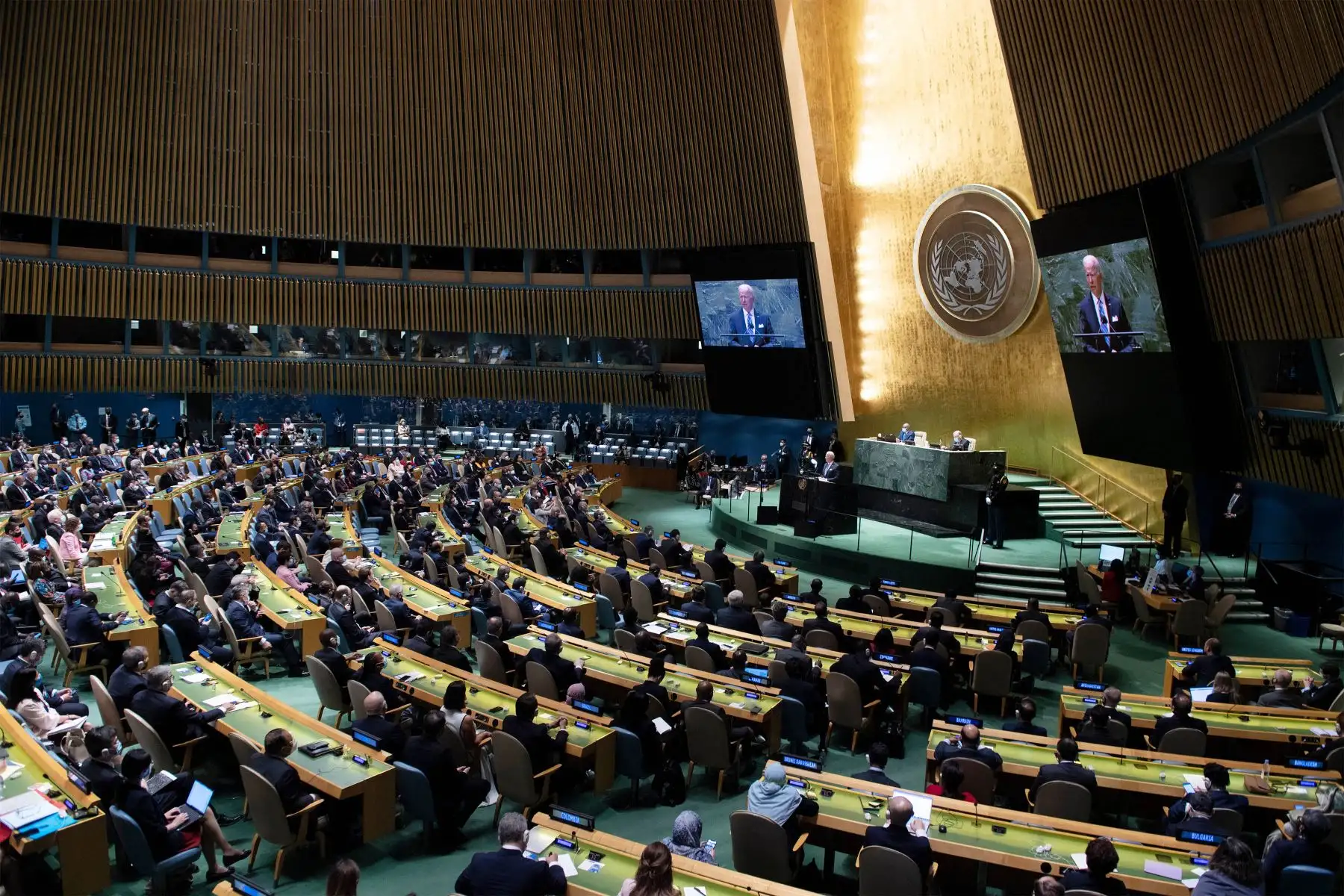 El presidente de los Estados Unidos, Joe Biden, se dirige al 76 ° período de sesiones de la Asamblea General de la ONU.
Foto: AFP