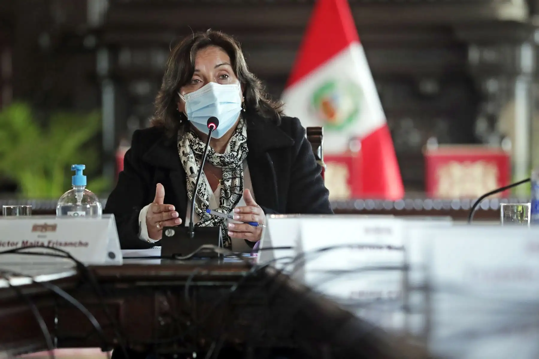 Vicepresidenta Dina Boluarte, acompañada del ministro de Producción, Yván Quispe, y del ministro de Agricultura y Riego, Victor Mayta, se reunió con gremios camelicultores en Palacio de Gobierno. Foto: ANDINA/Prensa Presidencia