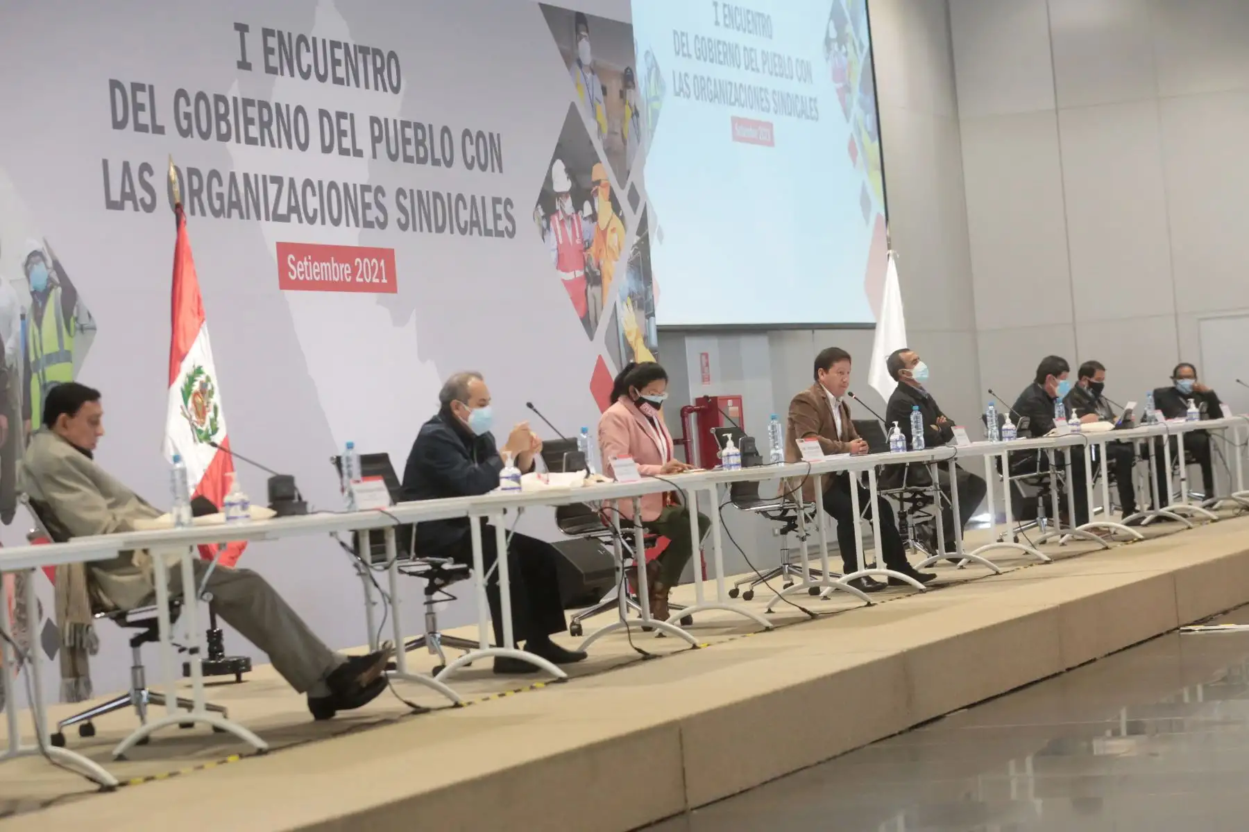 El Presidente del Consejo de Ministros, Guido Bellido, participa de la apertura del Primer Encuentro del Gobierno del Pueblo con las Organizaciones Sindicales", organizado por el Ministerio de Trabajo y Promoción del Empleo de Perú (MTPE). Foto: ANDINA/PCM