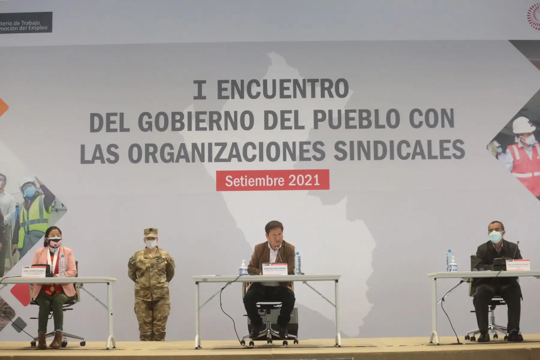 El Presidente del Consejo de Ministros, Guido Bellido, participa de la apertura del Primer Encuentro del Gobierno del Pueblo con las Organizaciones Sindicales", organizado por el Ministerio de Trabajo y Promoción del Empleo de Perú (MTPE). Foto: ANDINA/PCM