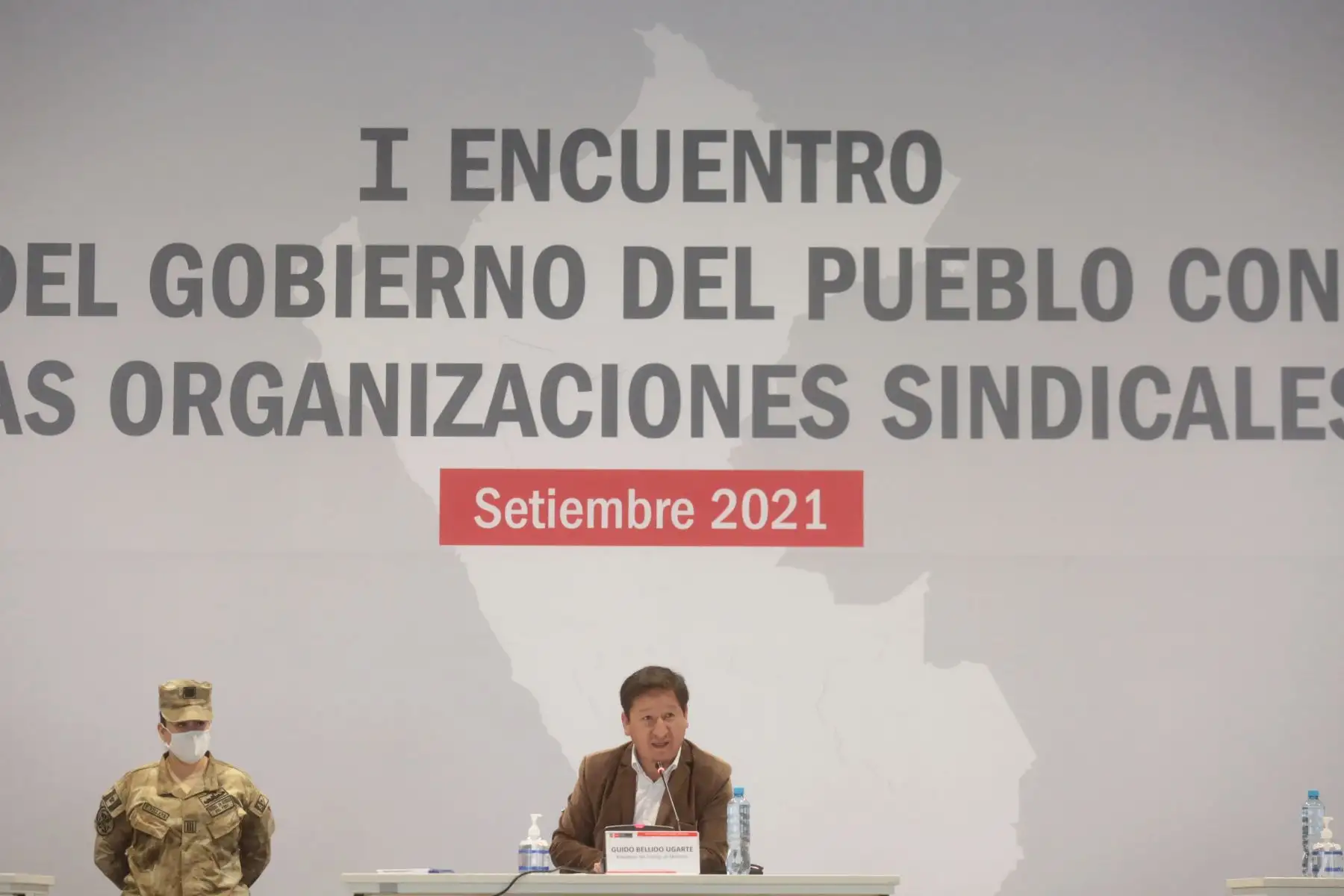 El Presidente del Consejo de Ministros, Guido Bellido, participa de la apertura del Primer Encuentro del Gobierno del Pueblo con las Organizaciones Sindicales", organizado por el Ministerio de Trabajo y Promoción del Empleo de Perú (MTPE). Foto: ANDINA/PCM
