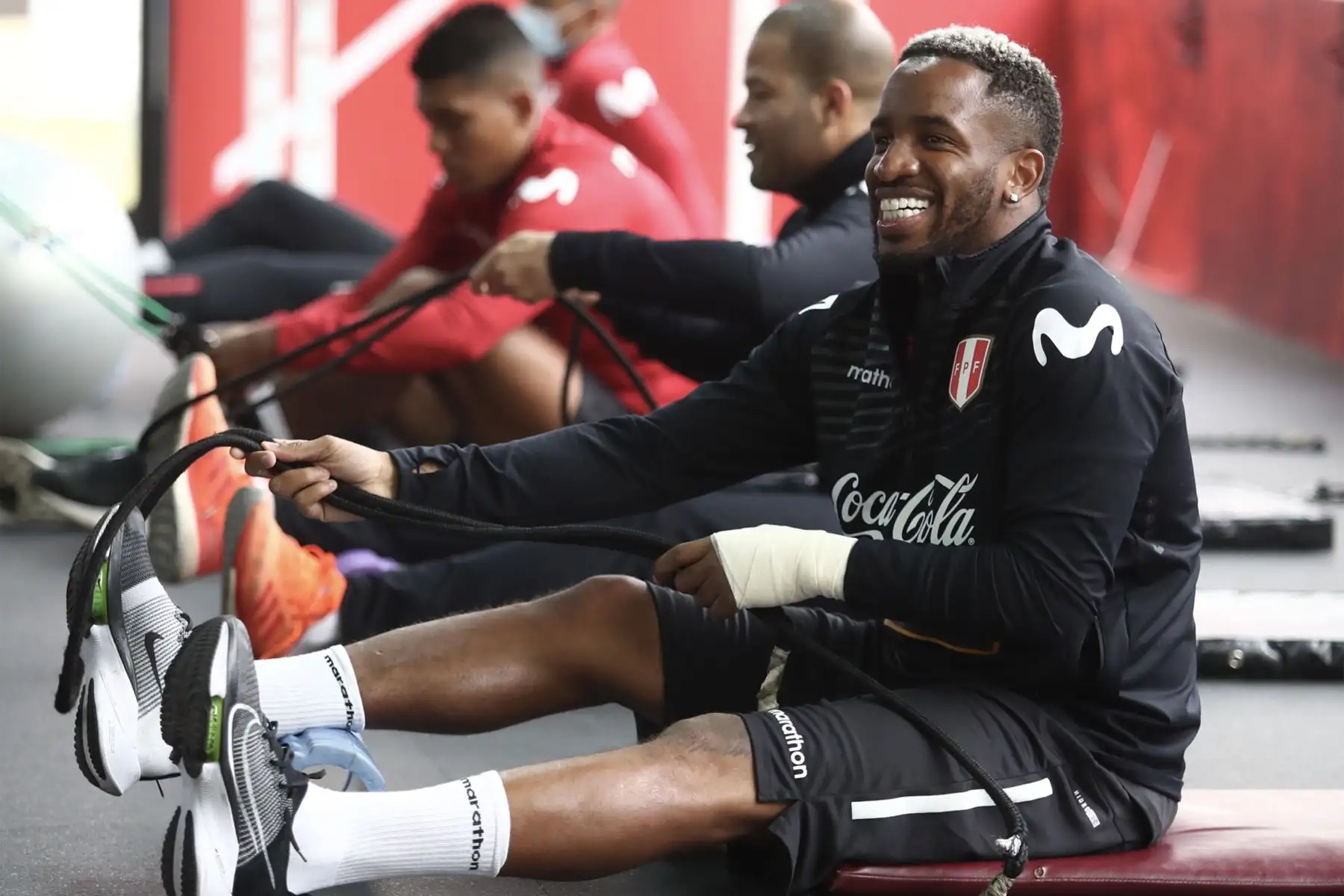 La selección peruana realiza su tercer día de entrenamiento en la Videna , donde continua su operativo para enfrentar a Chile, Bolivia y Argentina durante las eliminatorias Catar 2022. En la imagen Jefferson Farfán. 
Foto: Selección Peruana