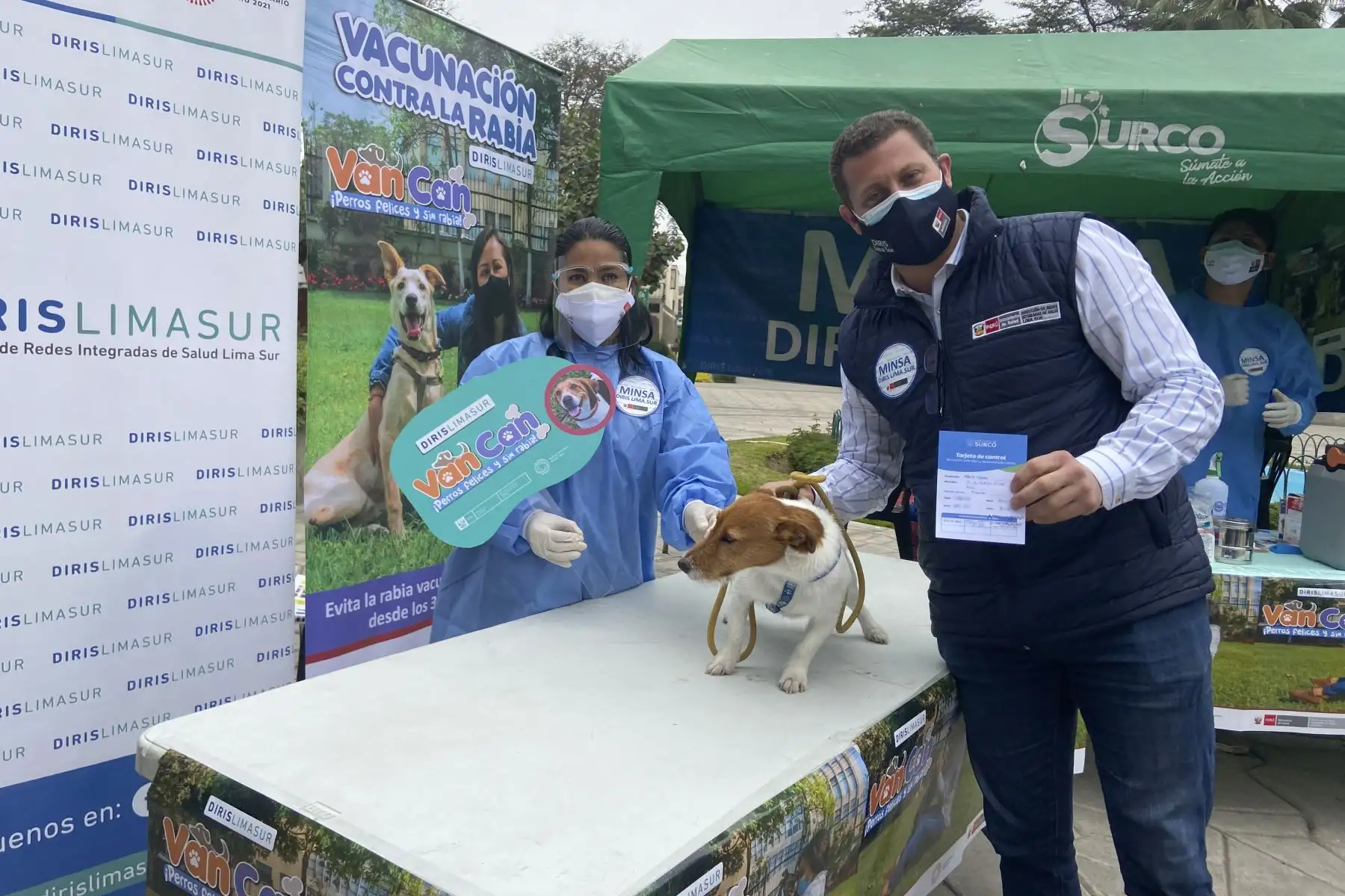 Desde el 01 al 10 de octubre la Diris Lima Sur protegerá contra la rabia a más de 228 mil perros en la campaña antirrábica canina VAN CAN 2021. Para el desarrollo del VAN CAN 2021 la Diris Lima Sur está habilitando 380 puntos de vacunación canina ubicados en los alrededores de los establecimientos de salud, espacios públicos como parques y mercados, además del barrido casa por casa. Foto: Diris Lima Sur