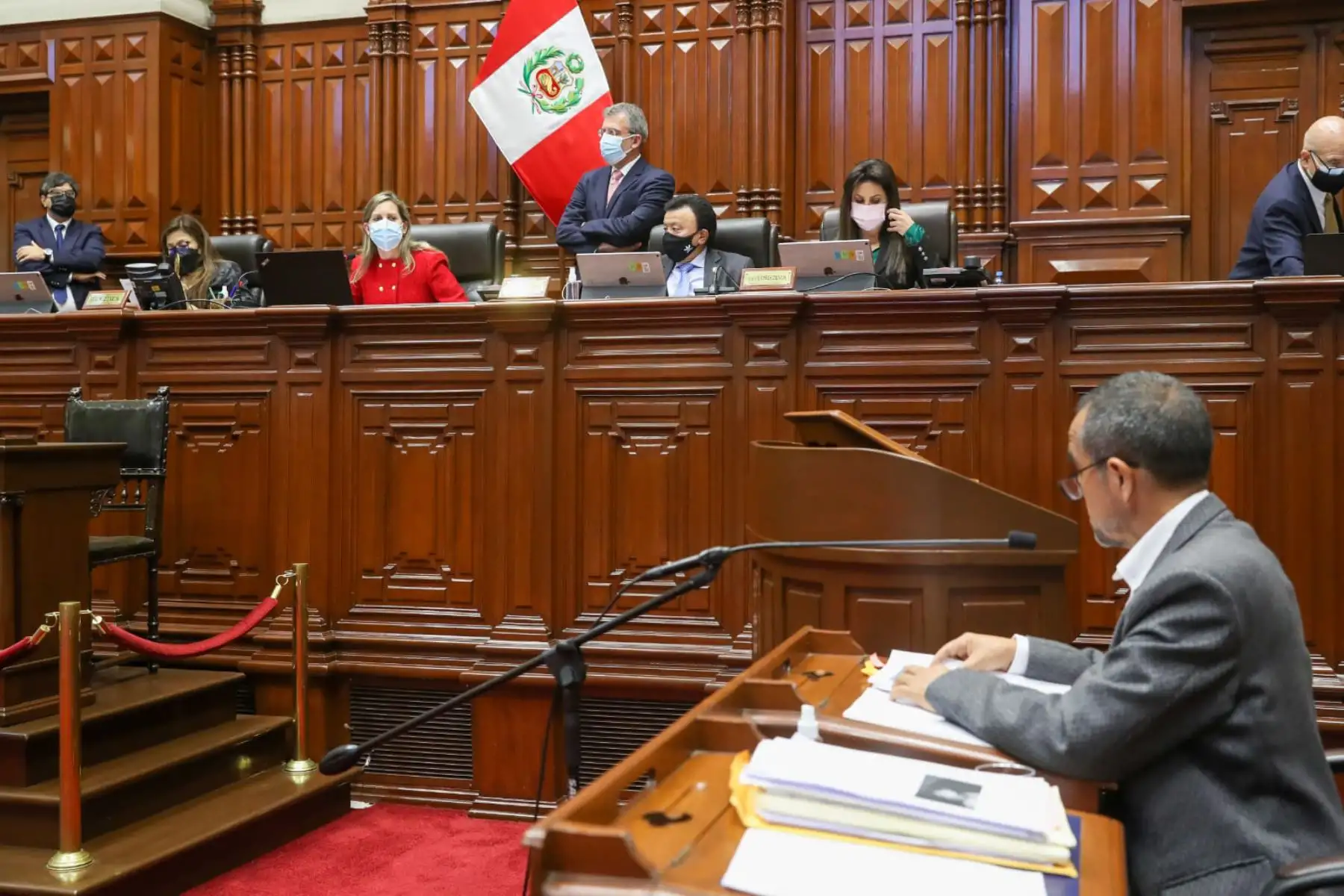El ministro de Trabajo, Iber Maraví, inició su exposición ante el pleno del Congreso, en el marco del pliego interpelatorio en su contra, presentado por un sector del parlamento. Foto: ANDINA/Congreso