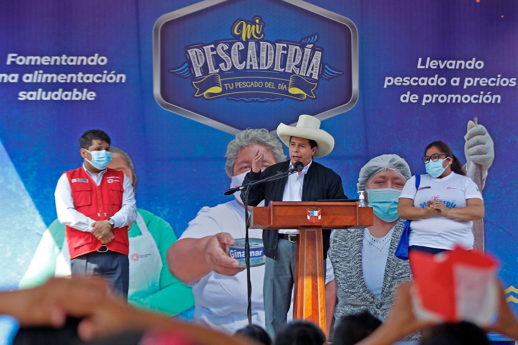 El Presidente de la República, Pedro Castillo, participa en la feria “Pescado a tu alcance con Mi Pescadería”. Foto: ANDINA/Prensa Presidencia.