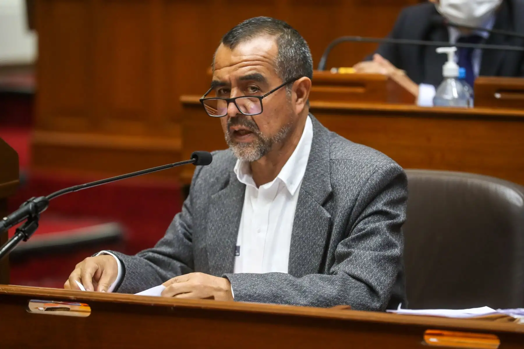 El ministro de Trabajo, Iber Maraví, inició su exposición ante el pleno del Congreso, en el marco del pliego interpelatorio en su contra, presentado por un sector del parlamento. Foto: ANDINA/Congreso