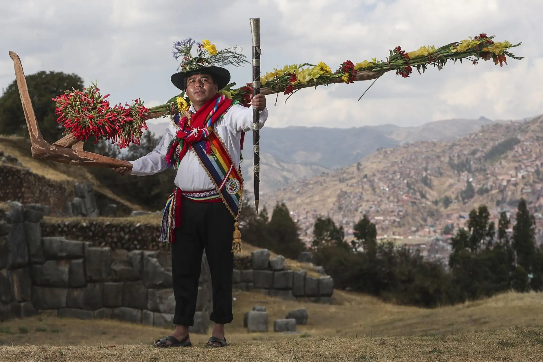 Lanzamiento de la II Reforma Agraria en la fortaleza de Sacsayhuamán, en el Cusco. Foto: ANDINA/PCM/Juan Pablo Azabache