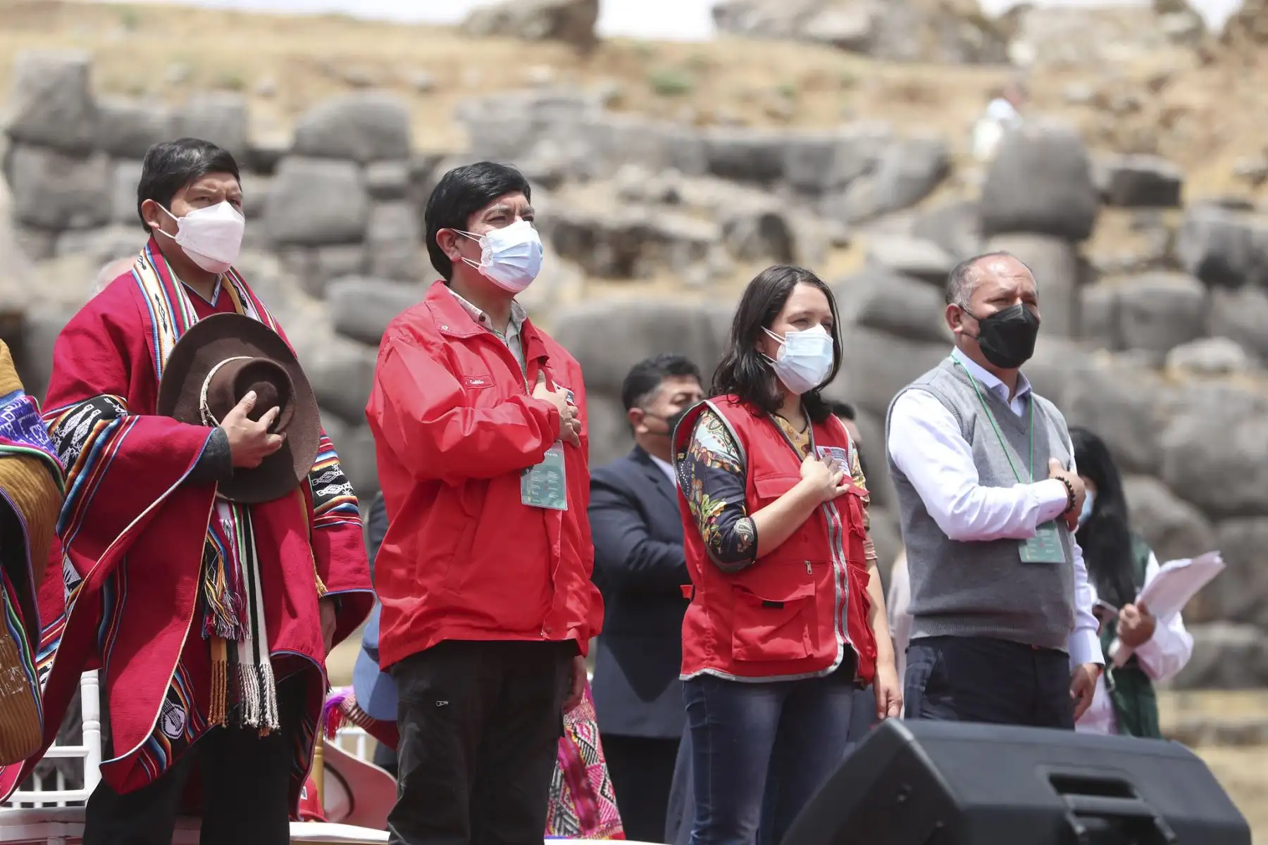 Lanzamiento de la II Reforma Agraria en la fortaleza de Sacsayhuamán, en el Cusco. Participan los ministros Juan Silva Villegas, Anahi Durand, Juan Cadillo León. Foto: ANDINA/PCM