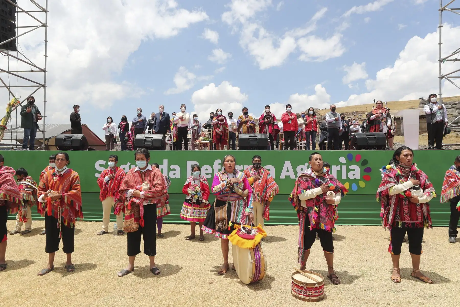 Lanzamiento de la II Reforma Agraria en la fortaleza de Sacsayhuamán, en el Cusco. Foto: ANDINA/PCM