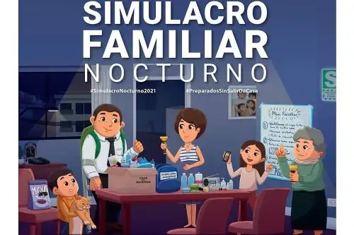 Detalle de una de las piezas gráficas de Defensa Civil para promover el simulacro familiar nocturno del 13 de octubre.