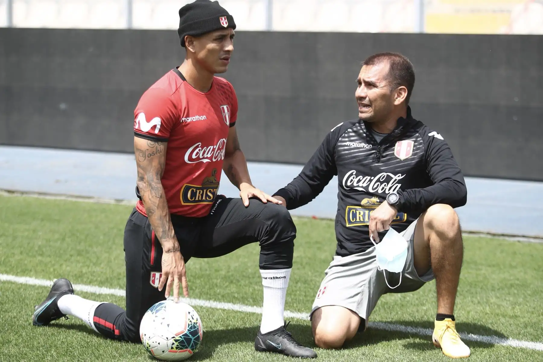 Yoshimar Yotún de la Selección peruana realizan sus entrenamientos en el Estadio Nacional previo al choque ante Chile este jueves por las Eliminatorias Qatar 2022. Foto: FPF