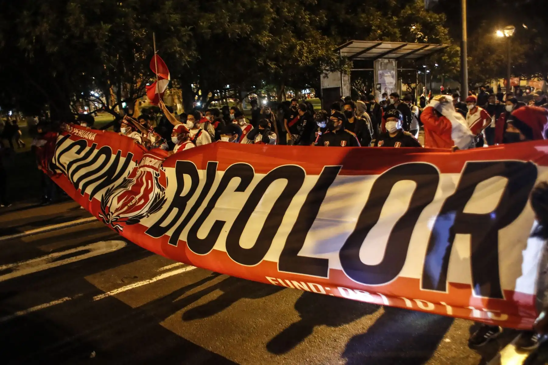 Hinchas alientan a la bicolor en los exteriores del Estadio Nacional previo al duelo ante Chile por las Eliminatorias Catar 2022. Foto: ANDINA/Renato Pajuelo