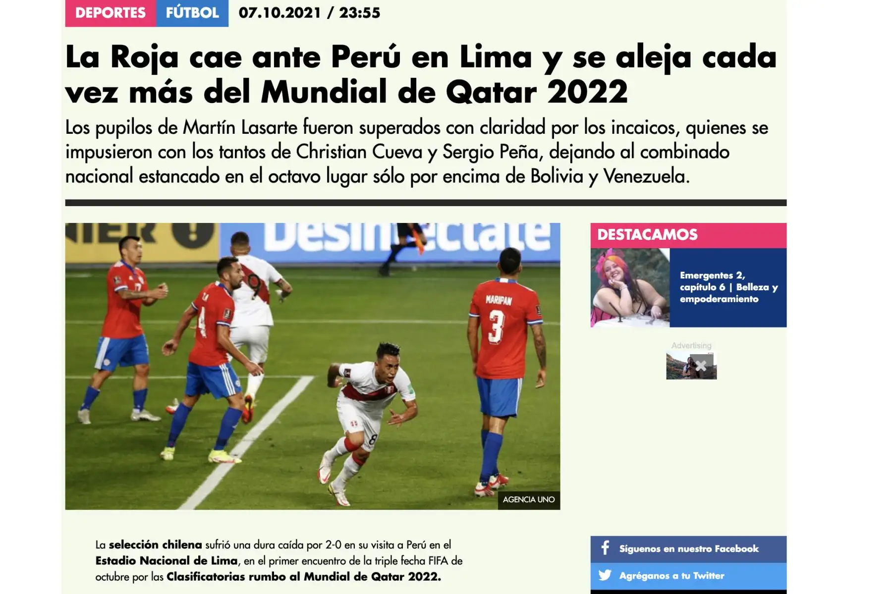 La Tercera Deportes. Foto: Twitter