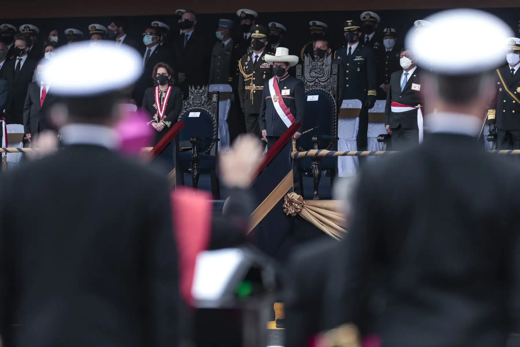 El presidente de la República, Pedro Castillo, participa en la ceremonia por el bicentenario de la Marina de Guerra del Perú y el 142 aniversario del glorioso Combate Naval de Angamos. Foto: ANDINA/ Prensa Presidencia
