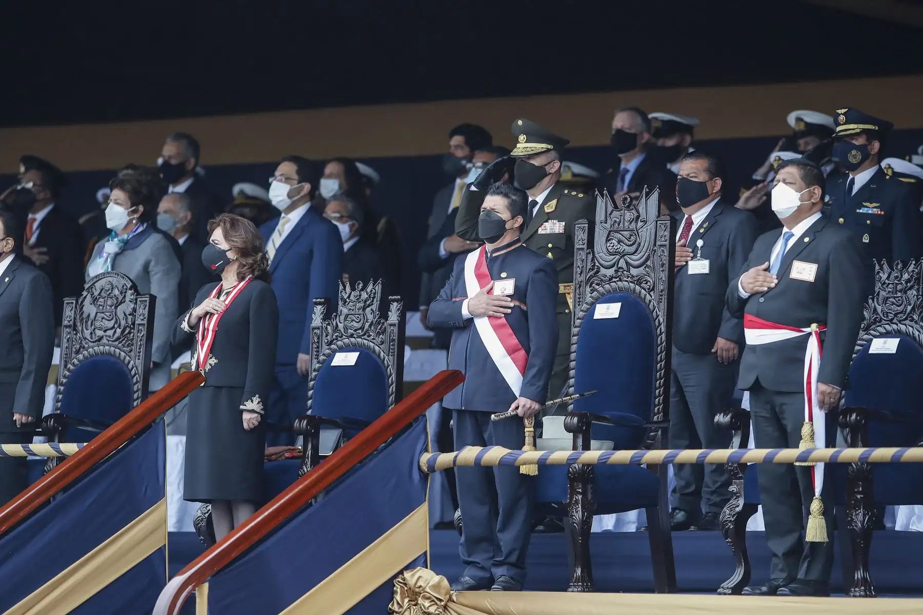 El presidente de la República, Pedro Castillo, participa en la ceremonia por el bicentenario de la Marina de Guerra del Perú y el 142 aniversario del glorioso Combate Naval de Angamos. Foto: ANDINA/ Prensa Presidencia