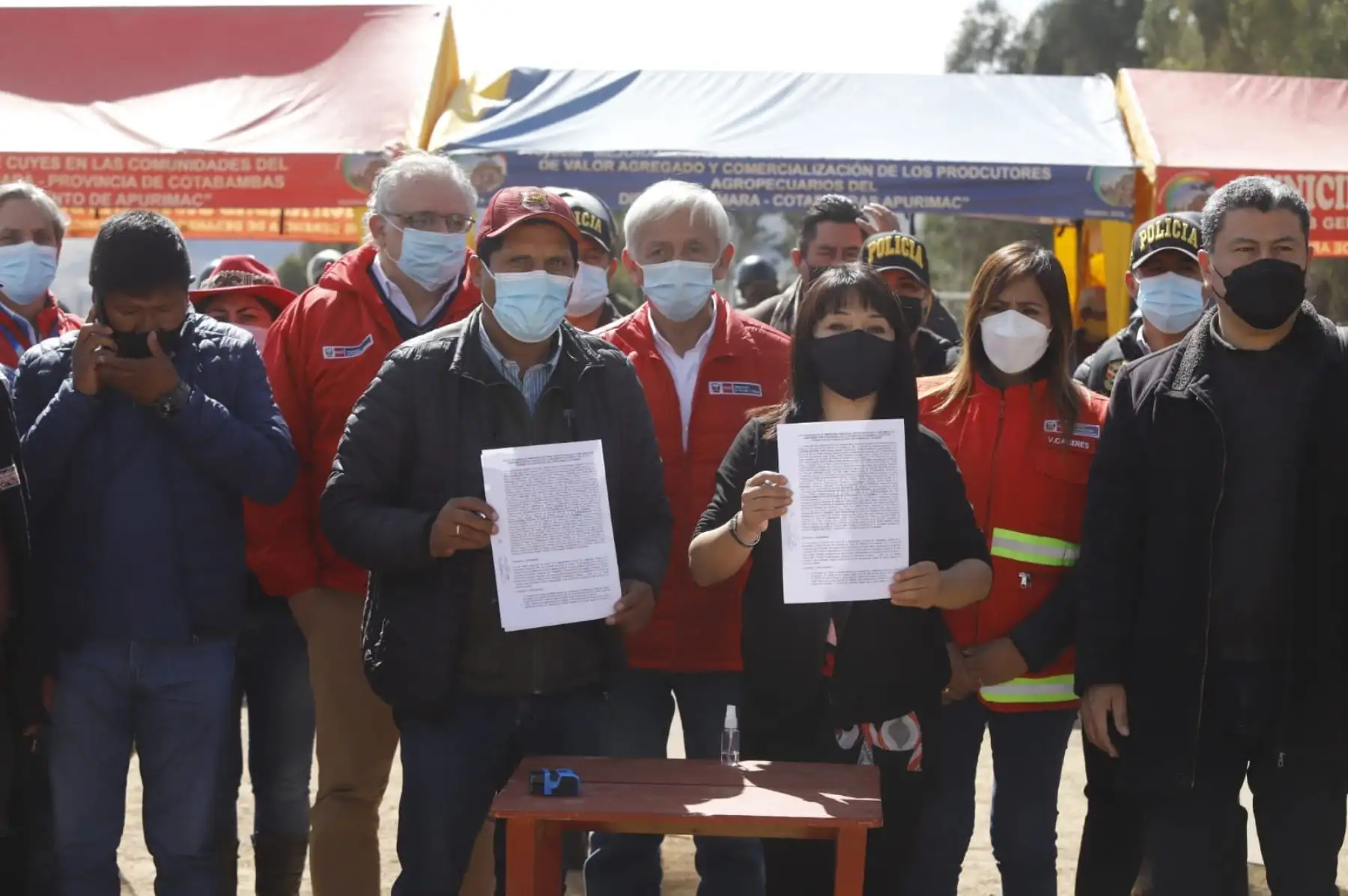 Delegación del Ejecutivo liderada por la titular de la PCM, Mirtha Vásques y comunidades de Cotabambas y distrito Progreso, acordaron encaminar el proceso de diálogo que permitió el levantamiento de las medidas de fuerza desde hoy en la zona. Foto: PCM