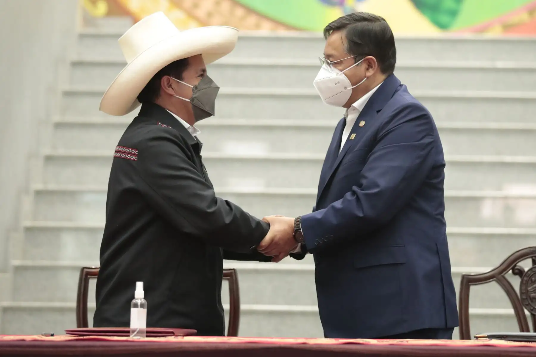 Tras culminar el encuentro, Castillo y Arce firmaron la Declaración Conjunta Presidencial. Foto: ANDINA/Prensa Presidencia.
