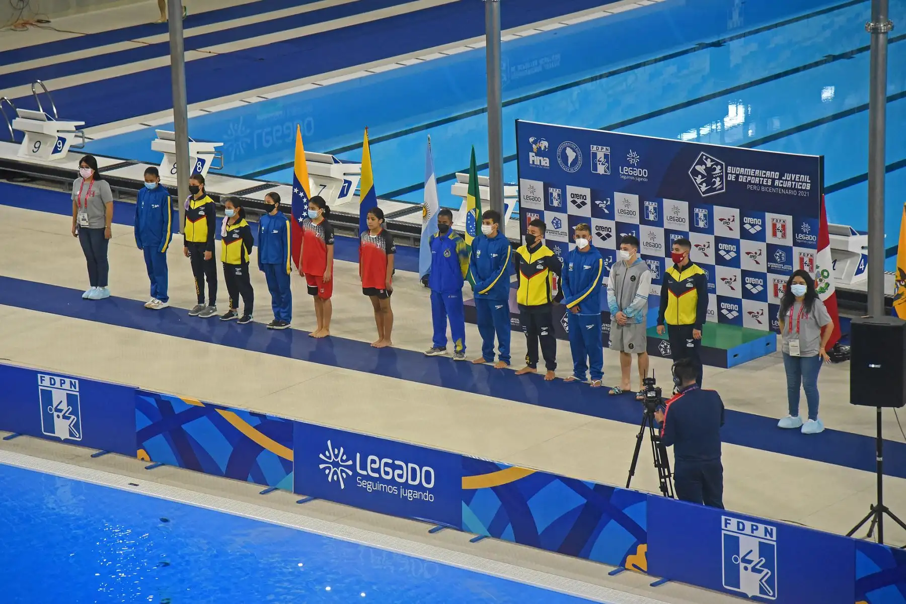 Se dio inicio a las competencias de clavados en el Sudamericano Juvenil de Deportes Acuáticos Perú Bicentenario 2021. Foto: Legado