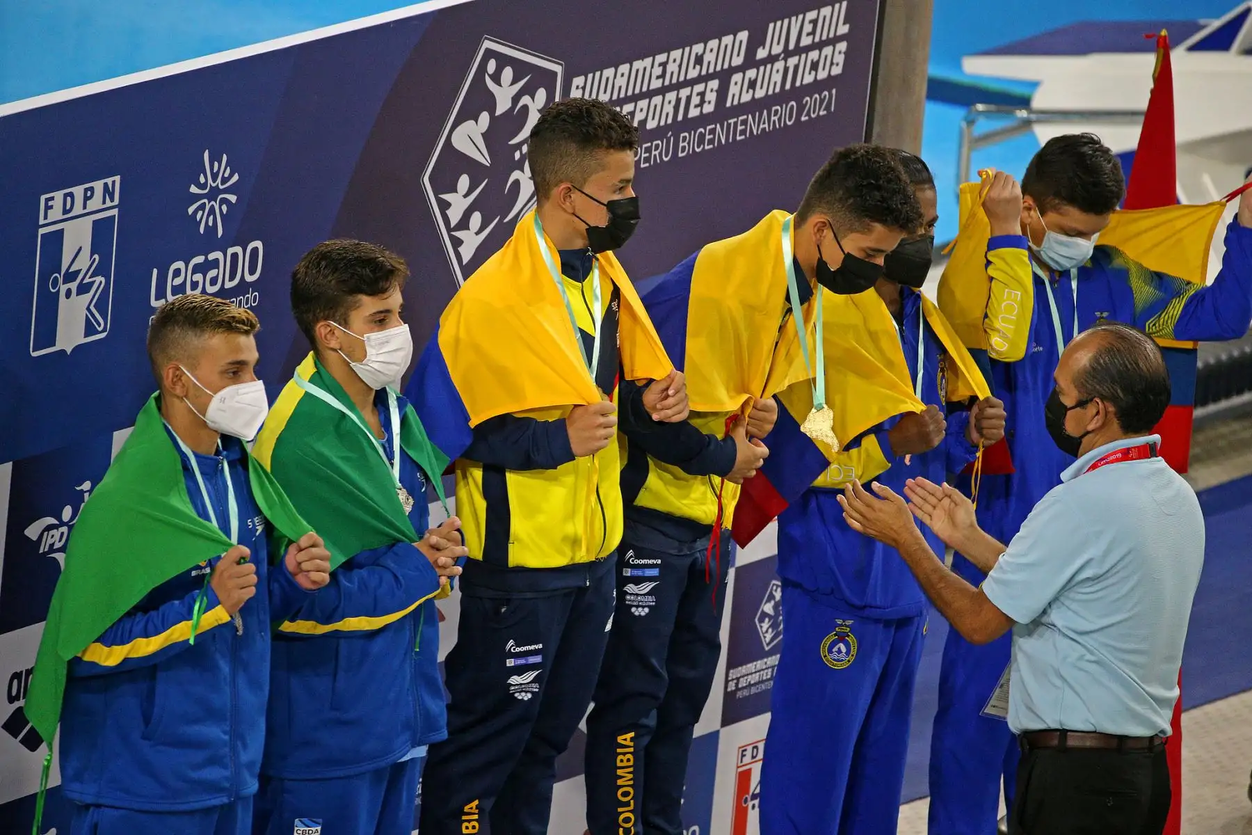 Se dio inicio a las competencias de clavados en el Sudamericano Juvenil de Deportes Acuáticos Perú Bicentenario 2021. Foto: Legado