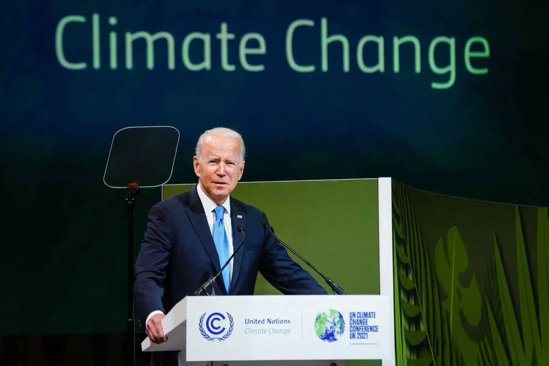 El presidente de los Estados Unidos Joe Biden, durante la Conferencia de la ONU sobre el Cambio Climático COP26 en Glasgow, Escocia. Foto: AFP