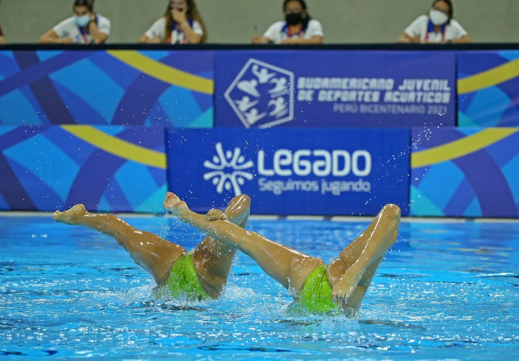 Tercer día de competencias de Natación Artística del Sudamericano Juvenil de Deportes Acuáticos Perú Bicentenario 2021 en el Centro Acuático de La Videna. Competencias de Rutinas de equipos libres. Foto: Legado