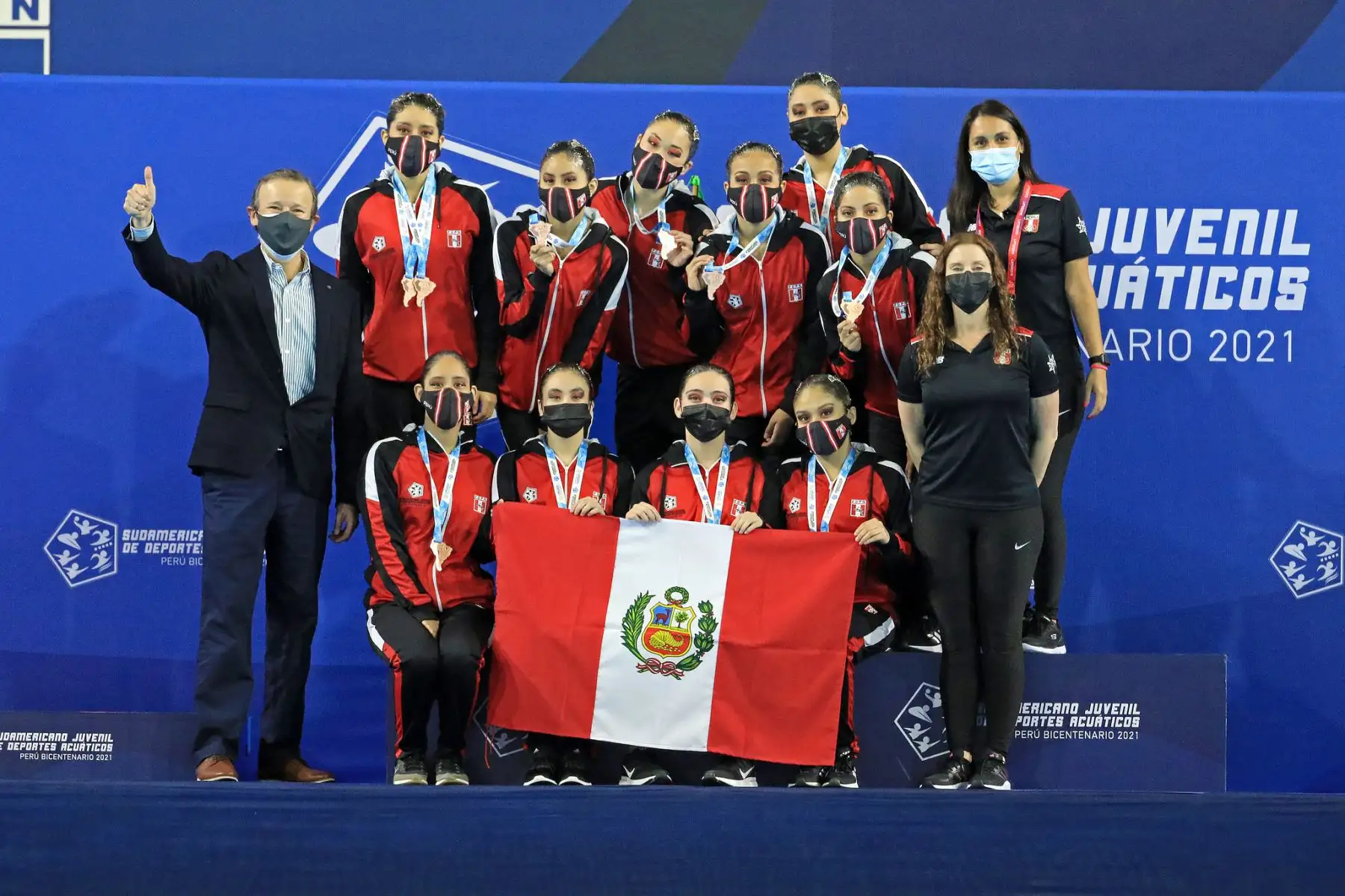 Tercer día de competencias de Natación Artística del Sudamericano Juvenil de Deportes Acuáticos Perú Bicentenario 2021 en el Centro Acuático de La Videna. Competencias de Rutinas de equipos libres. Foto: Legado