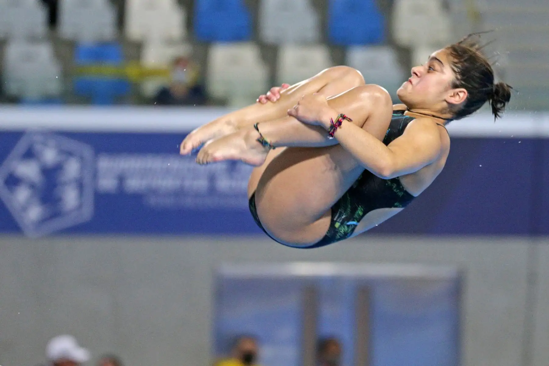 Ana Ricci, gana la segunda medalla de oro en el Campeonato Sudamericano de Deportes Acuáticos, modalidad clavado individual, 3 metros. Foto: Legado
