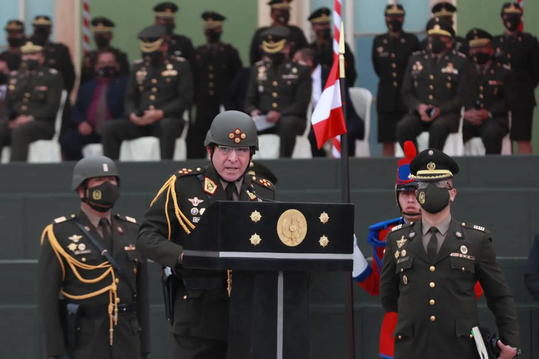 Ceremonia de reconocimiento al General Walter Horacio Córdova Alemán como Comandante General del Ejercito.
Foto: Mindef