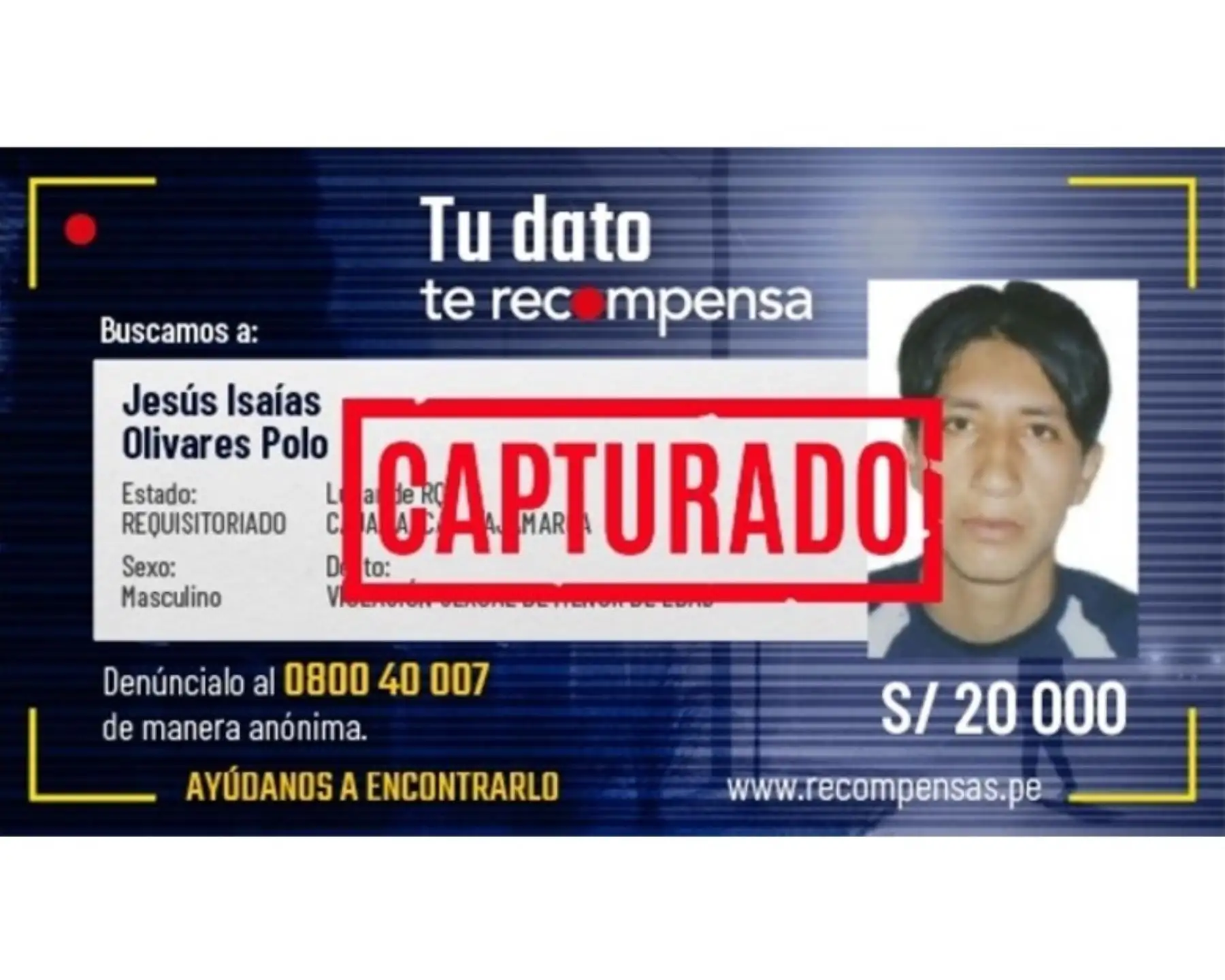 Policía Nacional capturó en Madre de Dios a prófugo de la justicia buscado por el delito de violación sexual.