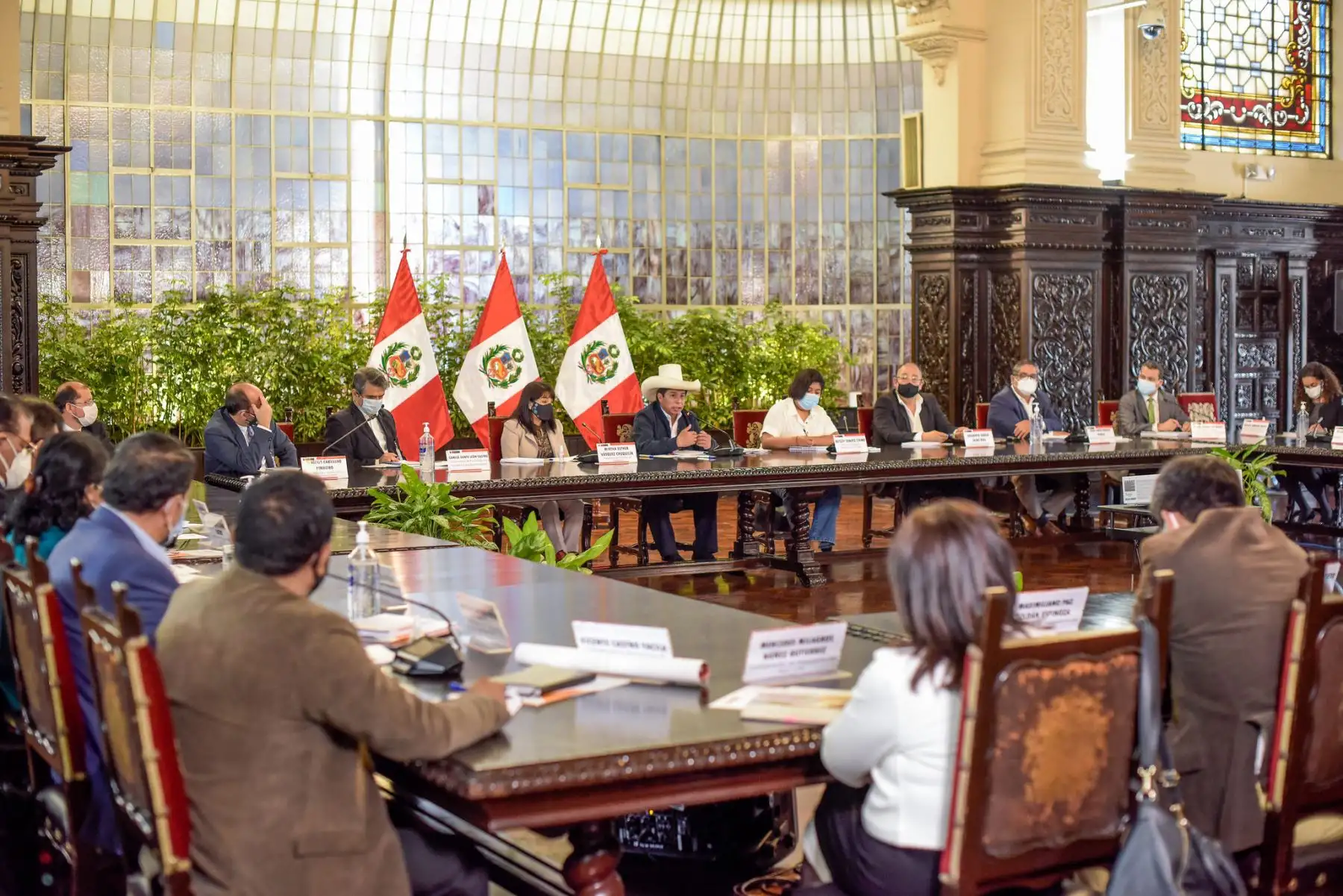 Presidente de la República, Pedro Castillo, asiste a la Sesión de reinstalación del periodo 2021 -2026 del Pleno del Consejo Nacional de Trabajo y Promoción del Empleo. Foto: ANDINA/Prensa Presidencia