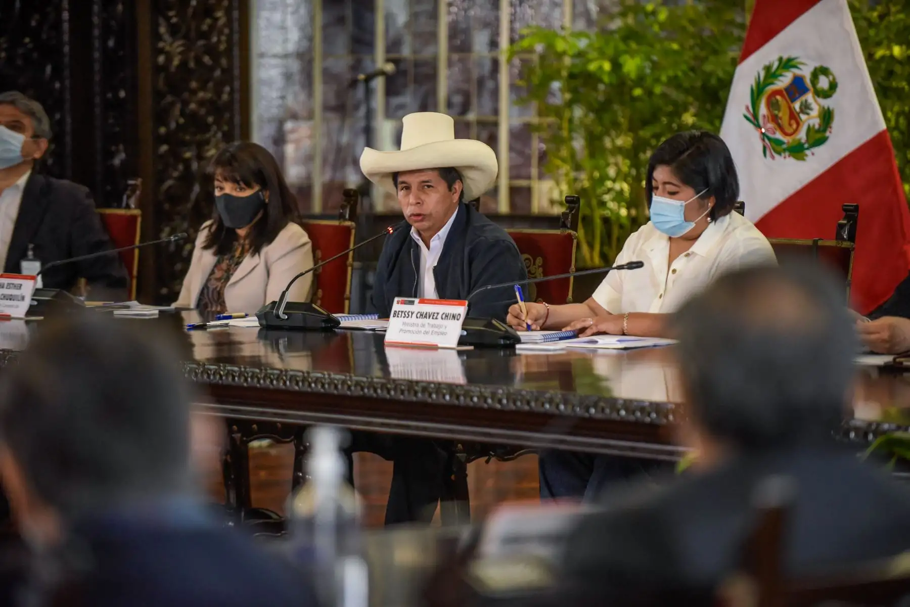 Presidente de la República, Pedro Castillo, asiste a la Sesión de reinstalación del periodo 2021 -2026 del Pleno del Consejo Nacional de Trabajo y Promoción del Empleo. Foto: ANDINA/Prensa Presidencia