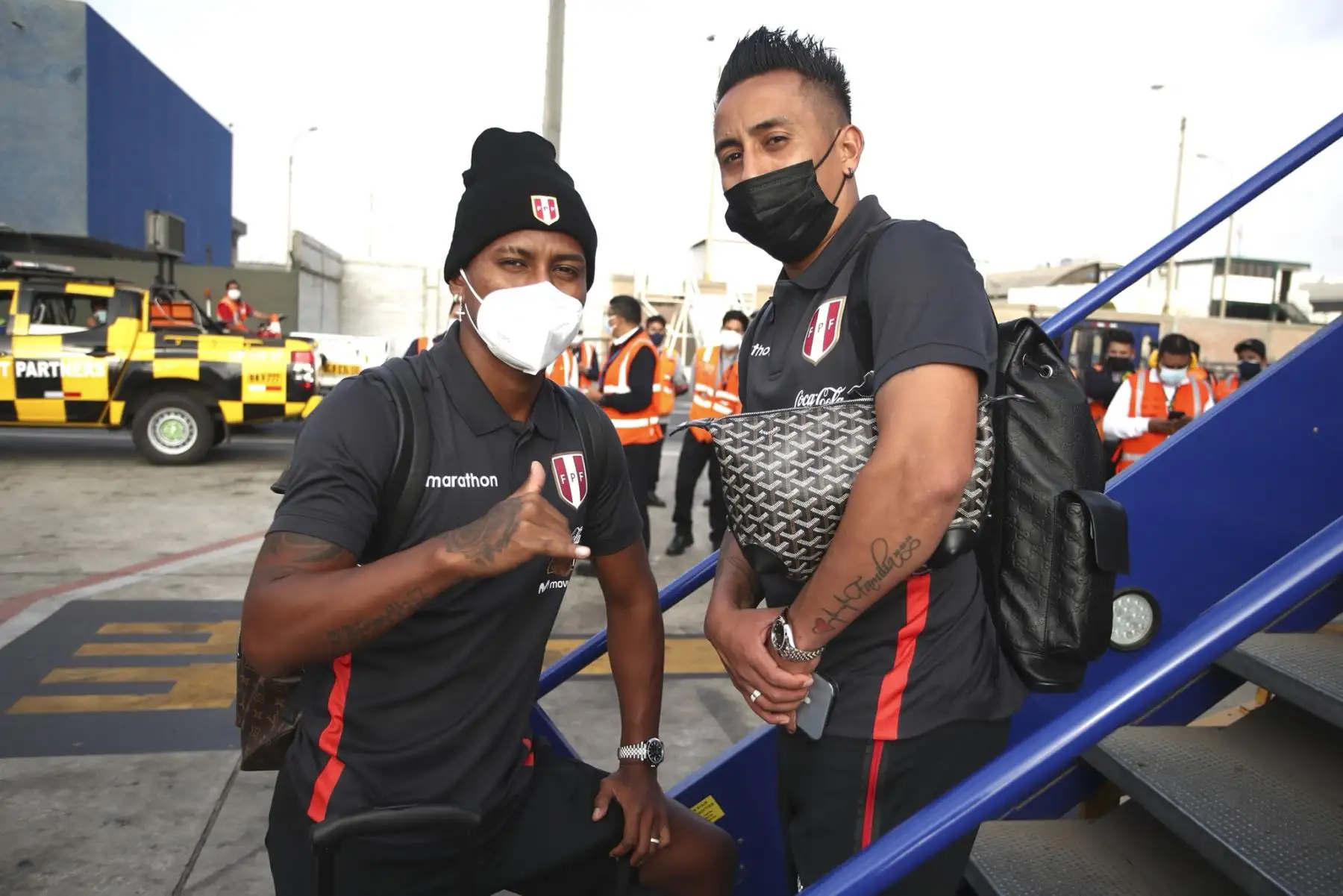 La selección peruana viajó a Caracas para enfrentar a la selección venezolana este martes por las clasificatorias al mundial Catar 2022. Foto: FPF