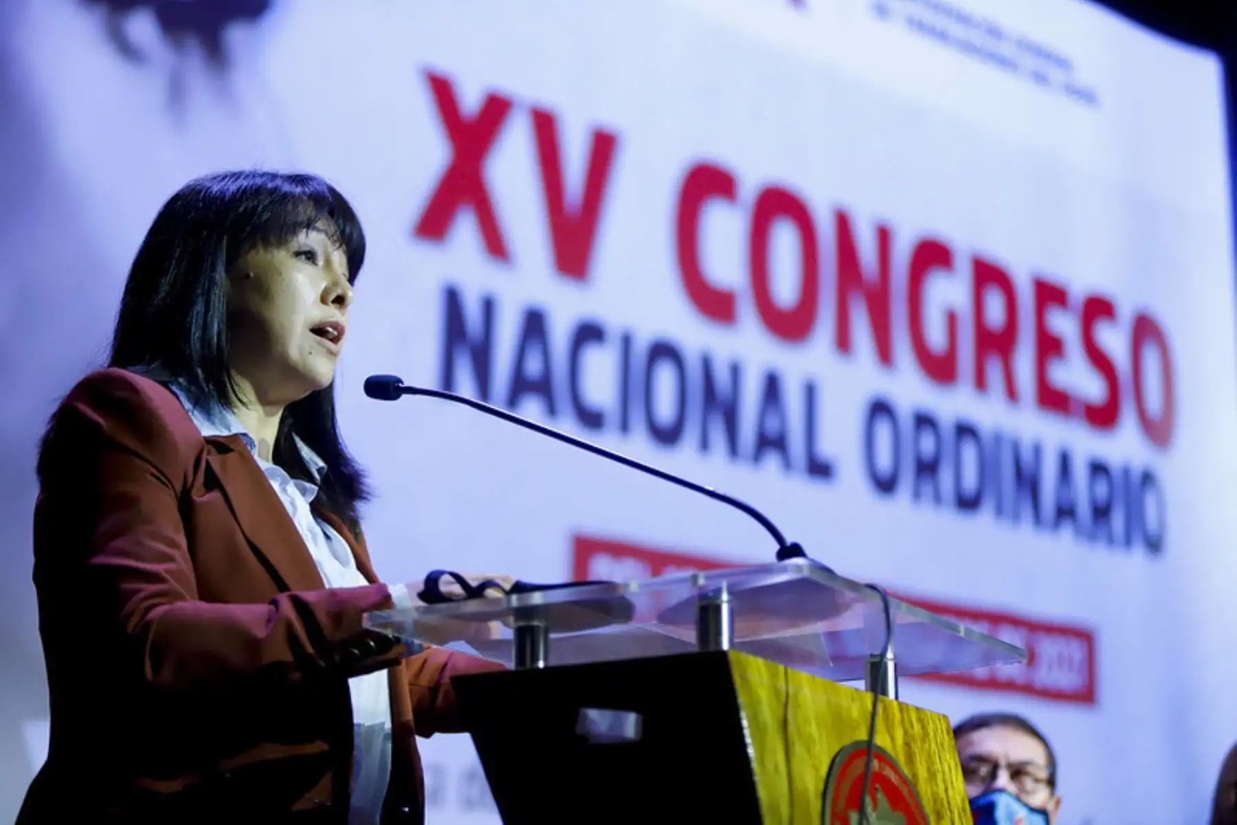 La Presidenta del Consejo de Ministros, Mirtha Vásquez, asistió al XV Congreso Nacional Ordinario de la CGTP. Foto: PCM