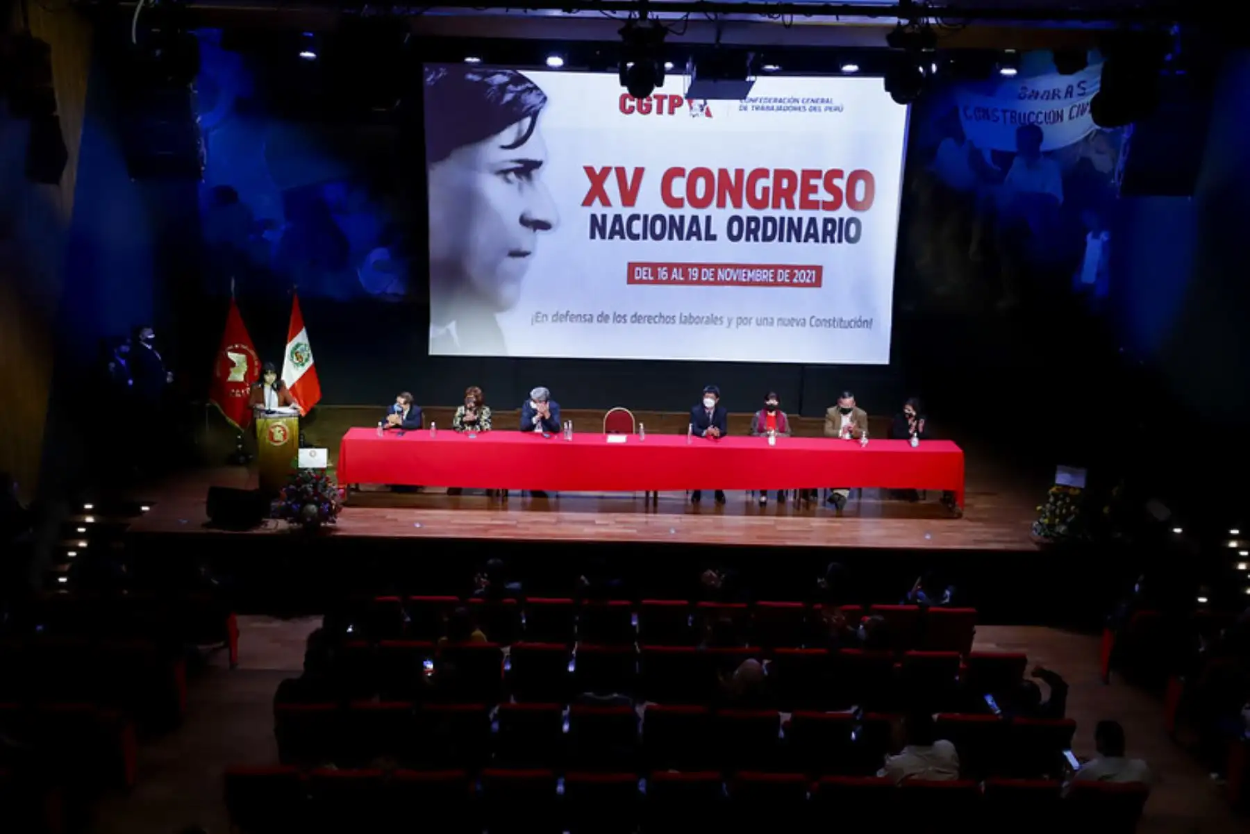 La Presidenta del Consejo de Ministros, Mirtha Vásquez, asistió al XV Congreso Nacional Ordinario de la CGTP. Foto: PCM