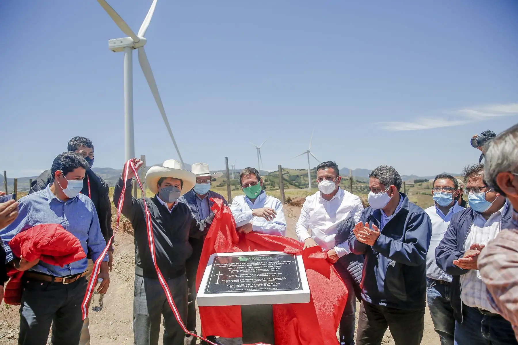 El presidente de la República, Pedro Castillo, participa en la inauguración del Proyecto Eólico Duna y Huambos, ubicado en Chota, región Cajamarca. Foto: ANDINA/Prensa Presidencia