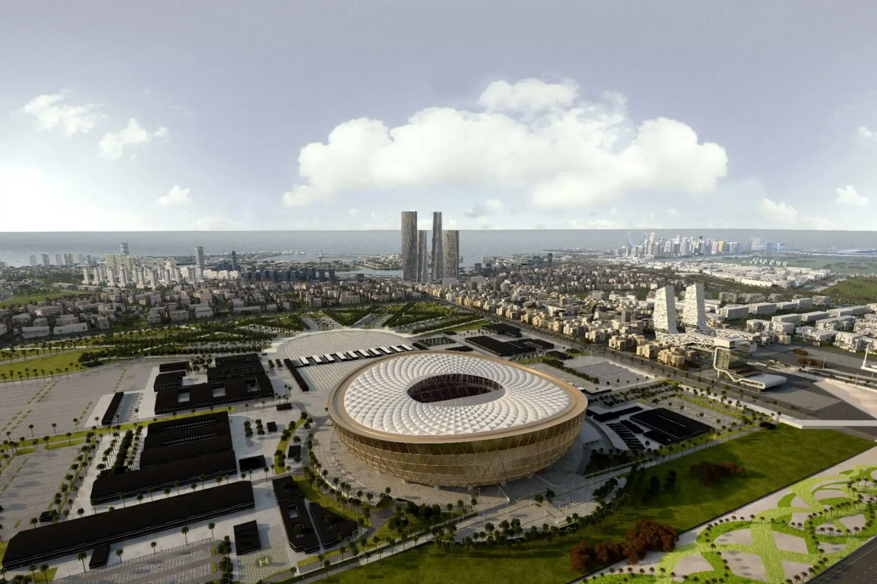 Estadio Lusail en la ciudad del mismo nombre, a unos 20 kilómetros al norte de la capital de Qatar. Foto: AFP