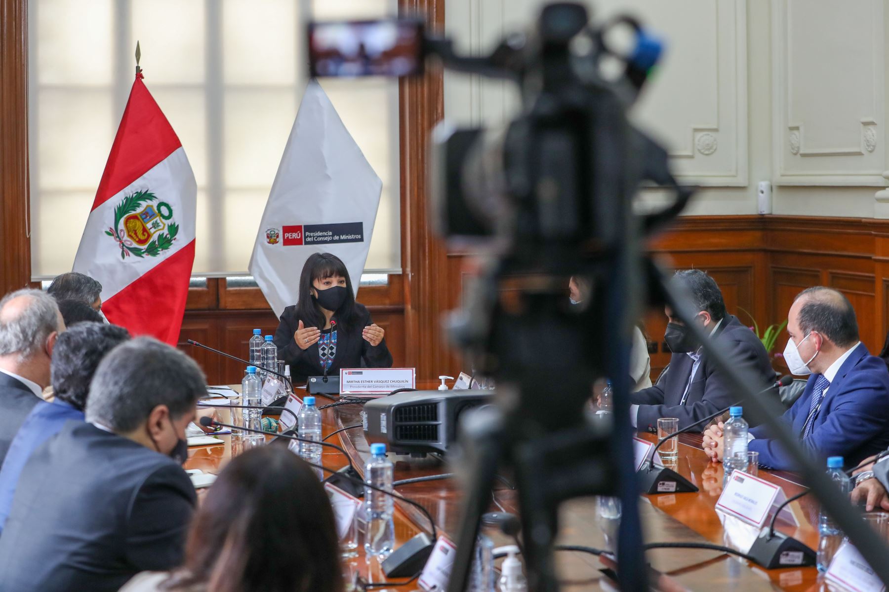 La presidenta del Consejo de Ministros, Mirtha Vásquez, se reunió con representantes de Opsitel y empresas de telecomunicaciones. Foto: ANDINA/ PCM