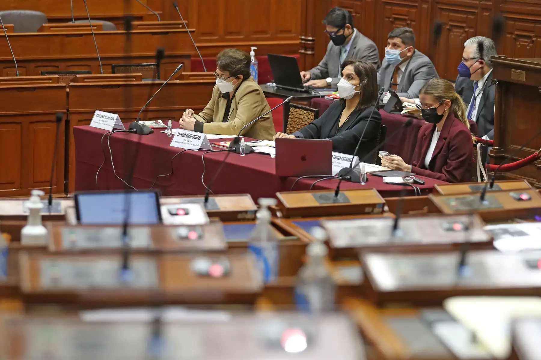 Sesión extraordinaria de la Comisión de Constitución, encabezado por la congresista Patricia Juarez.
Foto: Congreso