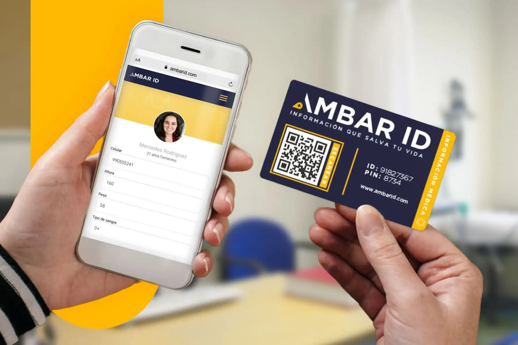 El código QR almacenará información médica, incluyendo datos personales, alergias, medicación frecuente, entre otros datos. Foto: Ámbar ID