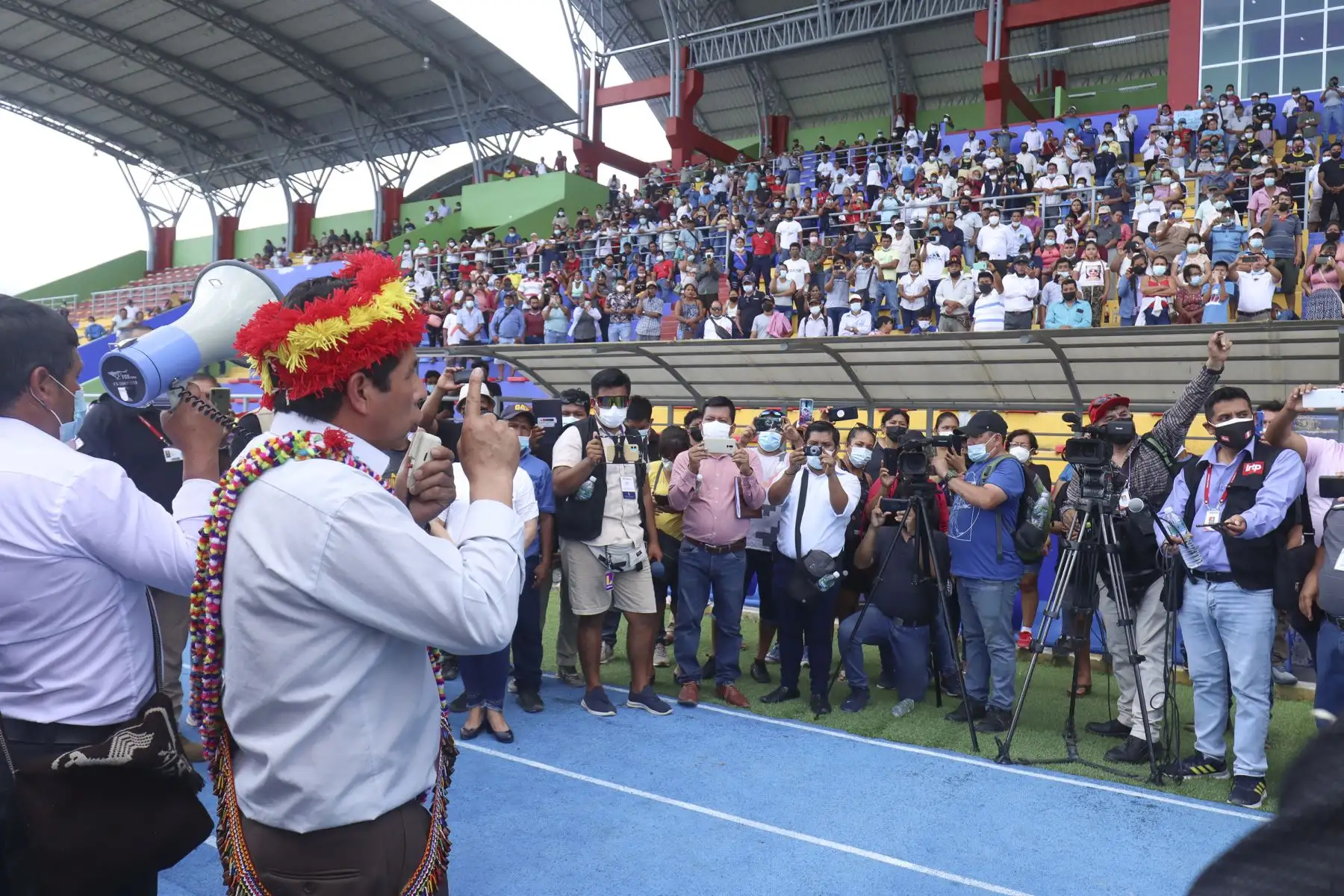 El presidente de la República, Pedro Castillo, participa en la ceremonia de inauguración del VII Encuentro Nacional de Rondas Campesinas, Nativas y Urbanas del Perú, que se desarrolla en distrito de Yurimaguas, región Loreto. Foto: ANDINA/Prensa Presidencia