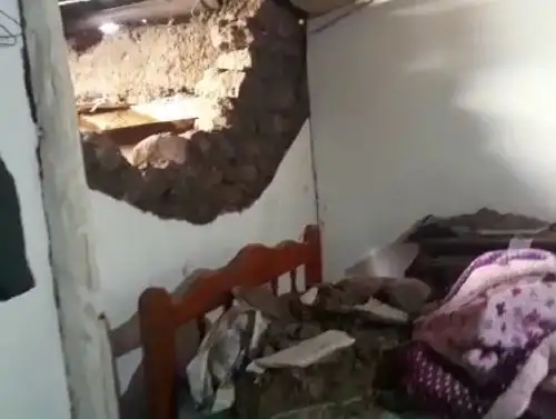 Reportan daños en  al menos40 viviendas y vías vecinales en La Libertad a causa del fuerte sismo de magnitud 7.5 registrado ayer en Santa María de Nieva, en Amazonas.  Foto: Cortesía George Álvarez Verde