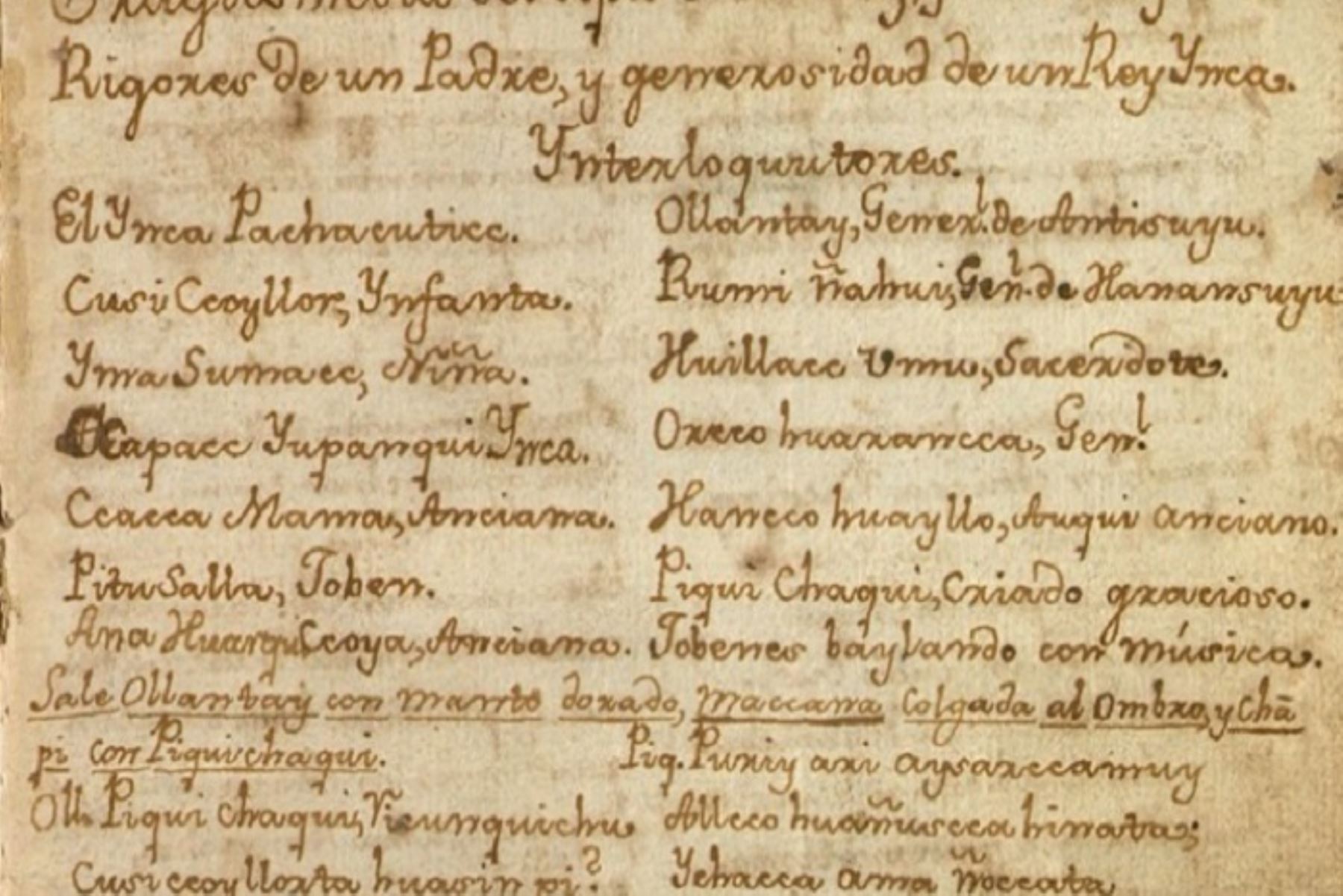 Copia manuscrita del drama \"Ollantay\" es declarada Patrimonio Cultural de la Nación