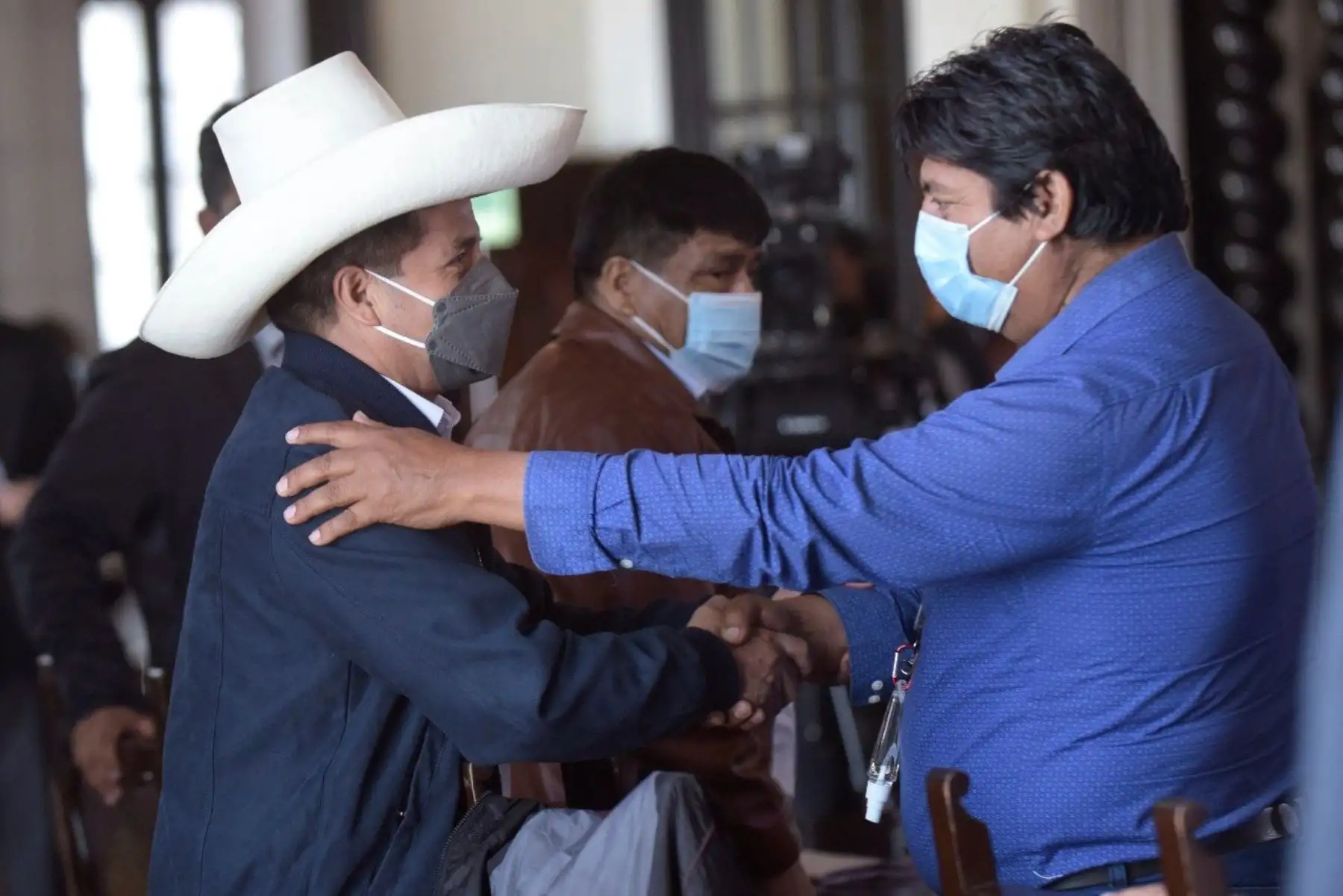 El presidente Pedro Castillo se reúne con gremios de productores de arroz y representantes de la Convención Nacional del Agro Peruano (Conveagro). Foto: ANDINA/ Prensa Presidencia