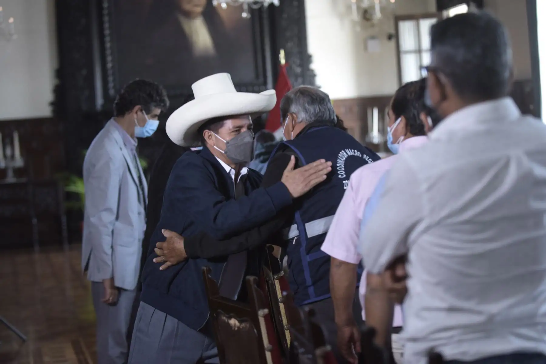 El presidente Pedro Castillo se reúne con gremios de productores de arroz y representantes de la Convención Nacional del Agro Peruano (Conveagro). Foto: ANDINA/ Prensa Presidencia